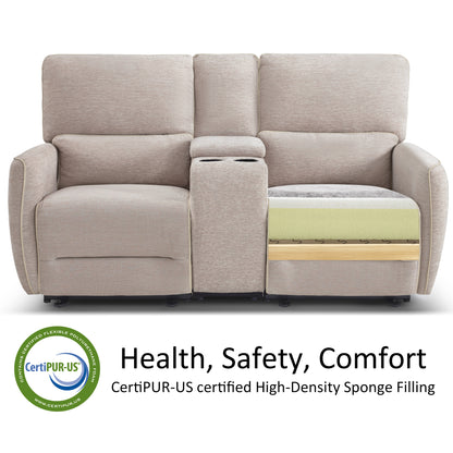 Power Reclining Loveseat with Console and Adjustable Headrest, Wall Hugger, 6926