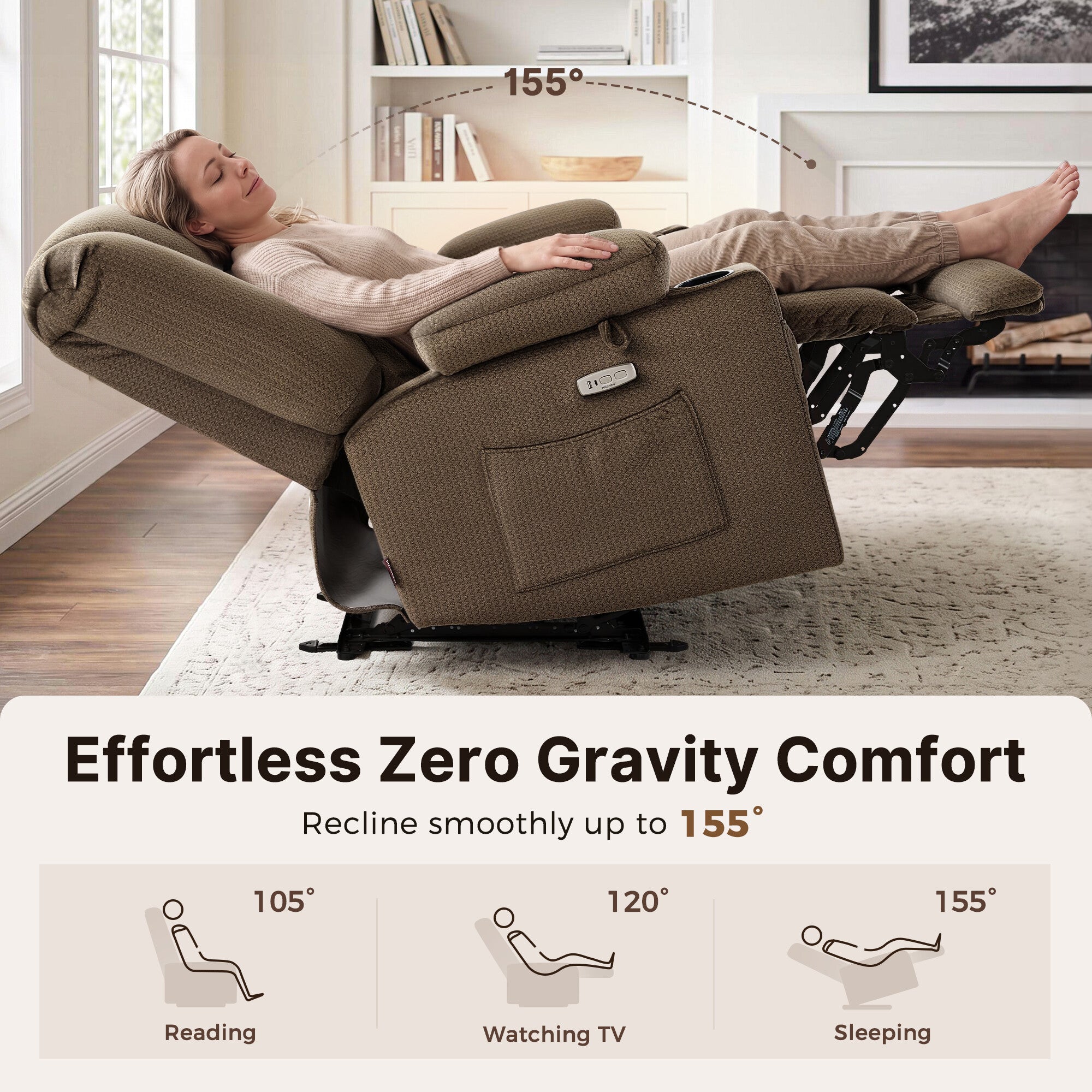 Power Reclining Loveseat with Heat and Massage, Fabric PR648