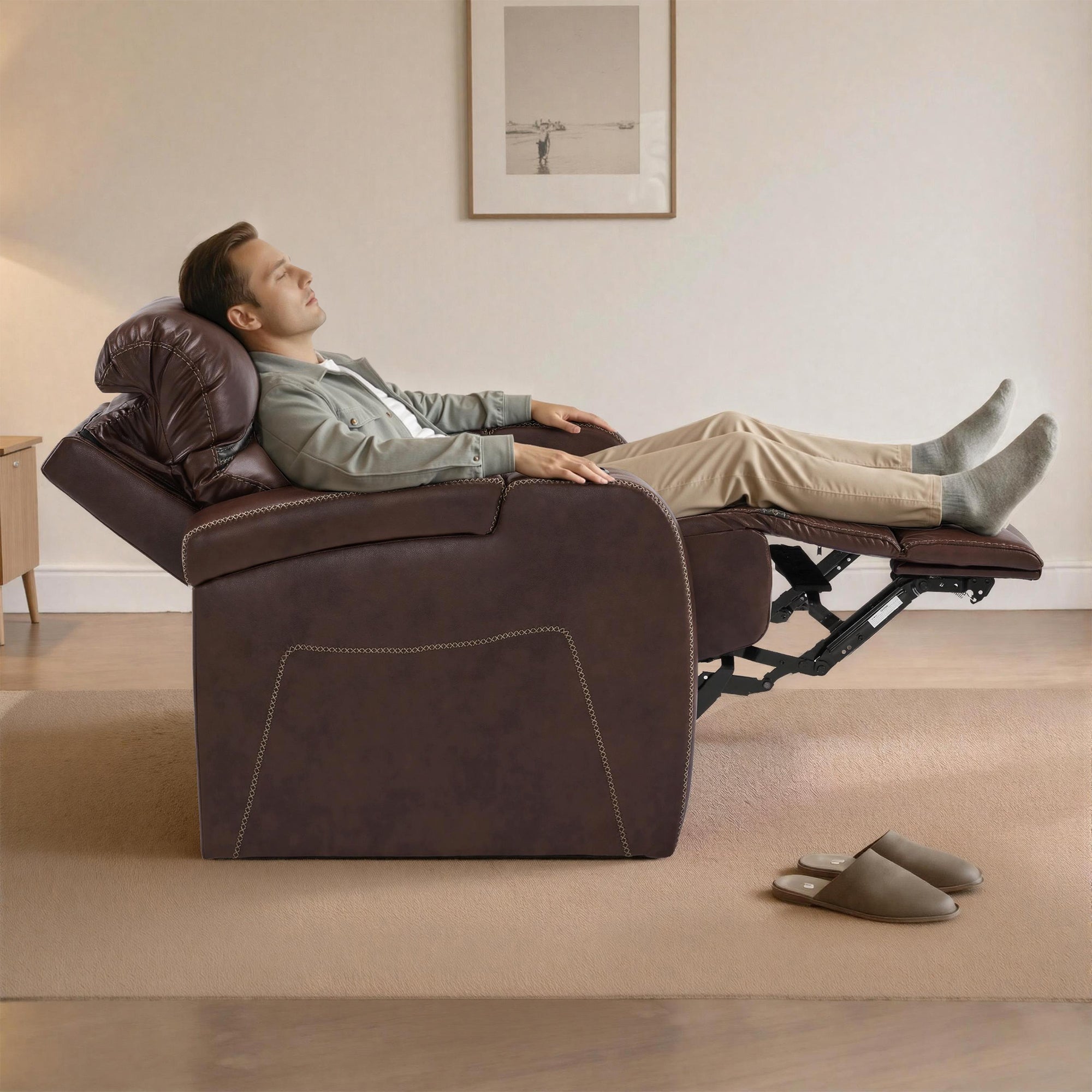 Power Recliner Chair, Home Theater Seating, Faux Leather HTS400