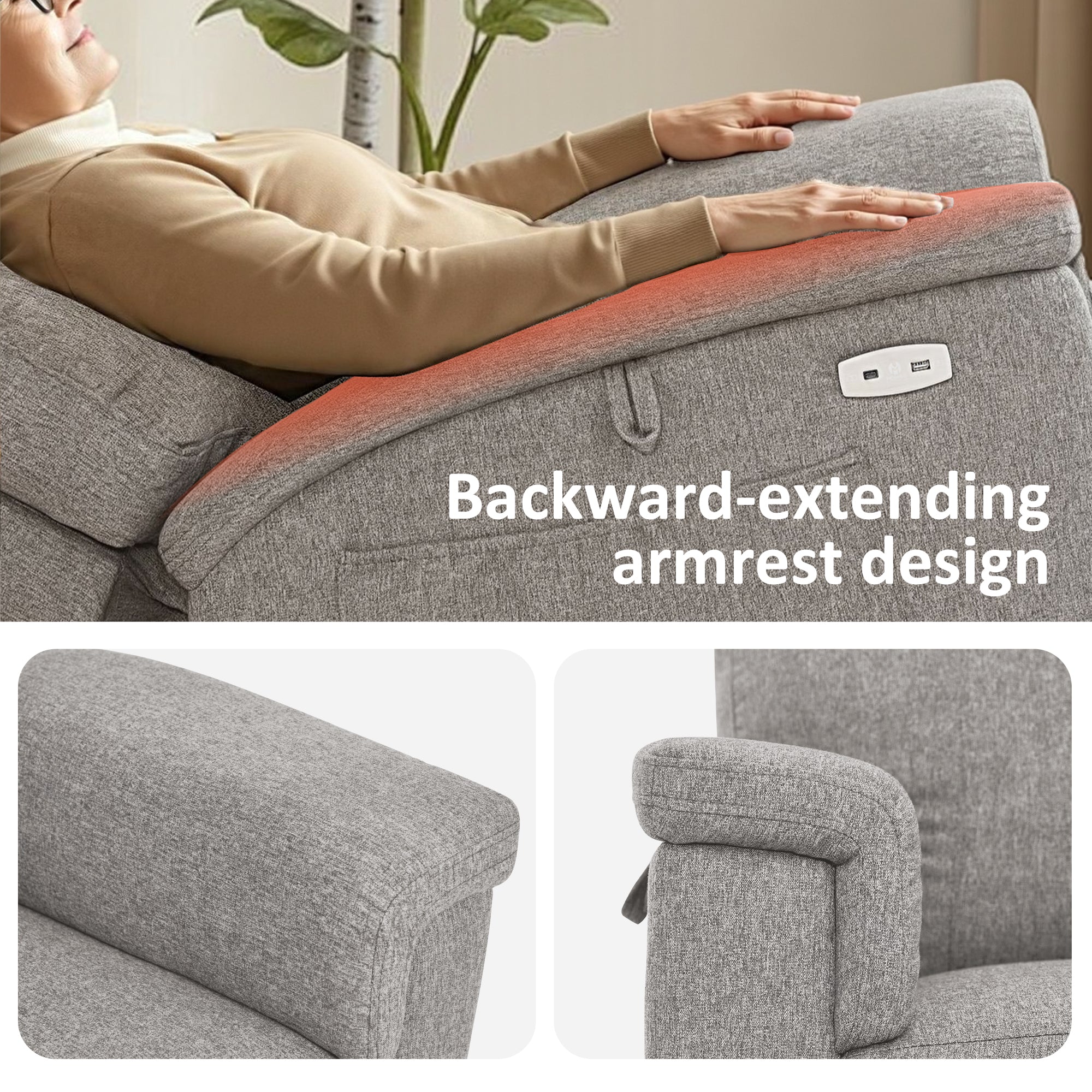 Power Lift Recliner Chair for Elderly, Massage and Heat, Fabric R7605