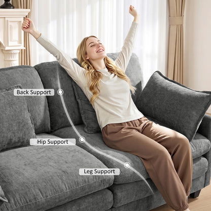 Loveseat Sofa Couch with Chaise Ottoman, L-Shaped Modular Sectional Sofa, SF068