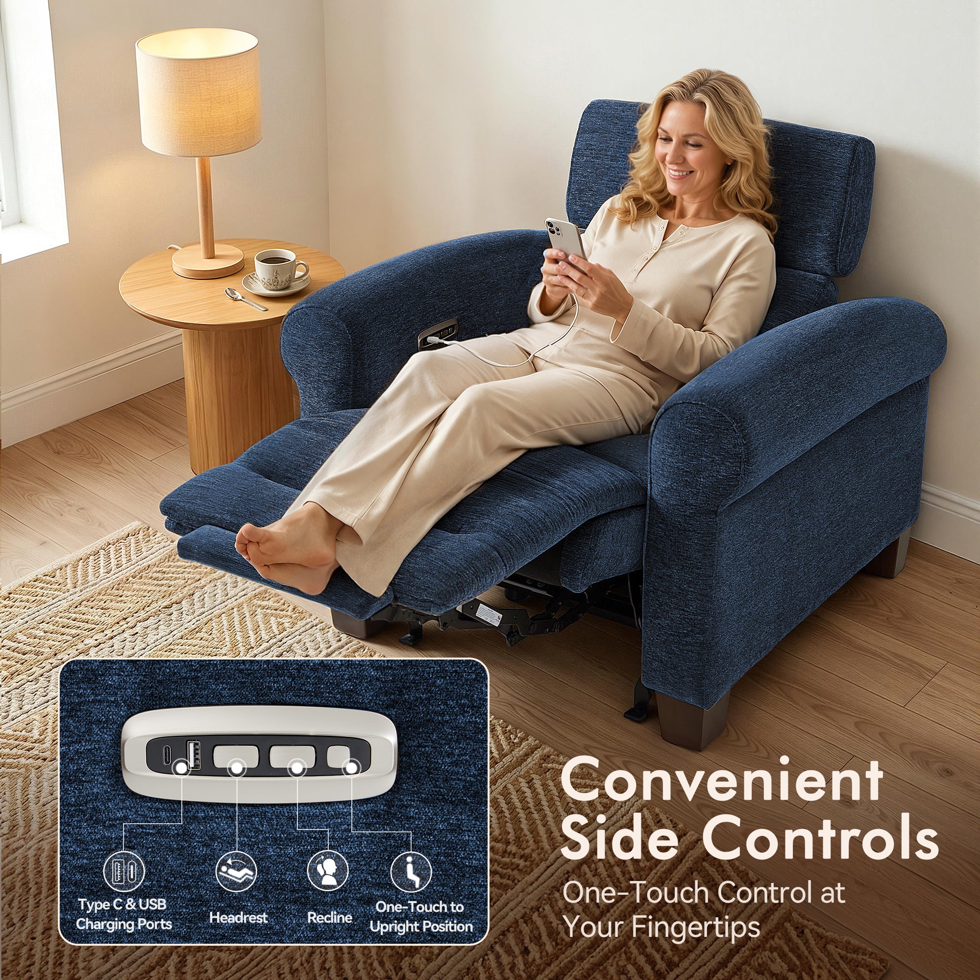 Wall Hugger Power Recliner Chair for Small Spaces, RV & Living Room HL164