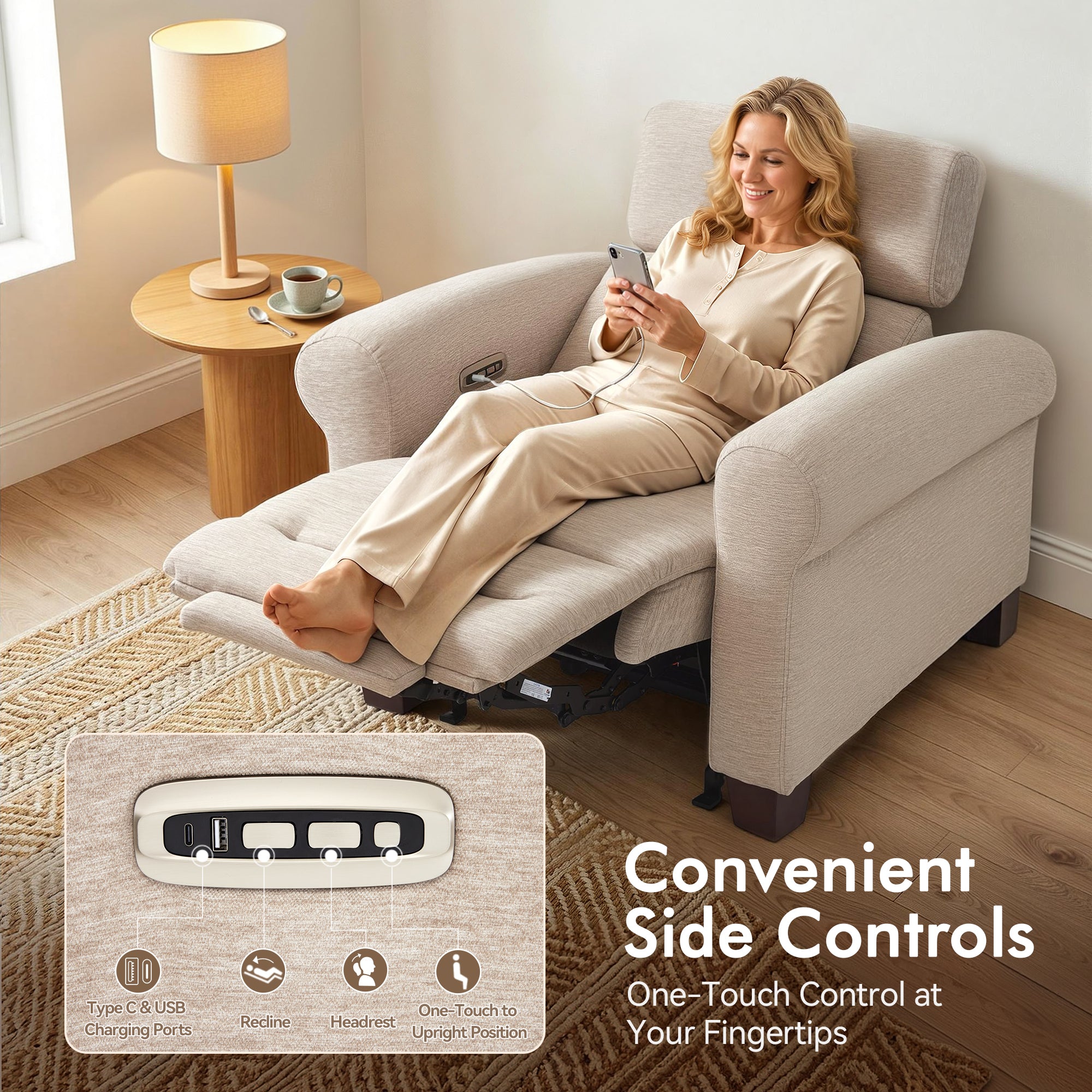 Wall Hugger Power Recliner Chair for Small Spaces, RV & Living Room HL164