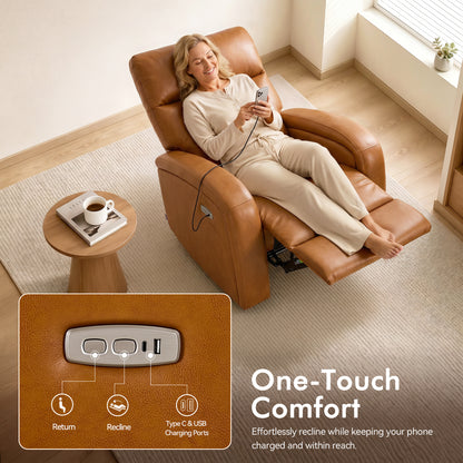 Zero Wall Recliner Chair, Power Recliner with USB & Type-C Dual Charge Ports, for Small Space, Living Room, RV PR644