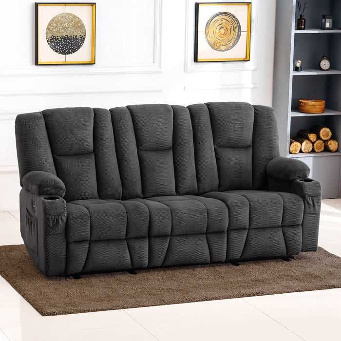 Mcombo Fabric Power Loveseat Recliner, Electric Reclining Sofa with Heat and Massage, Cup Holders, USB Charge Port for Living Room 6015/6035/6025/6045