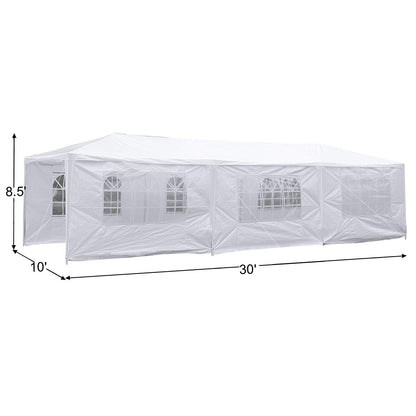 Mcombo 10'x30' White Canopy Party Outdoor Gazebo Wedding Tent 5 Removable Walls