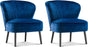 Mcombo Modern Accent Chair, Velvet Tufted Wingback Club Chairs, Leisure Upholstered Side Chair with Wood Legs, Comfy Shell Chair Vanity Chair for Living Room Bedroom Reception 4720