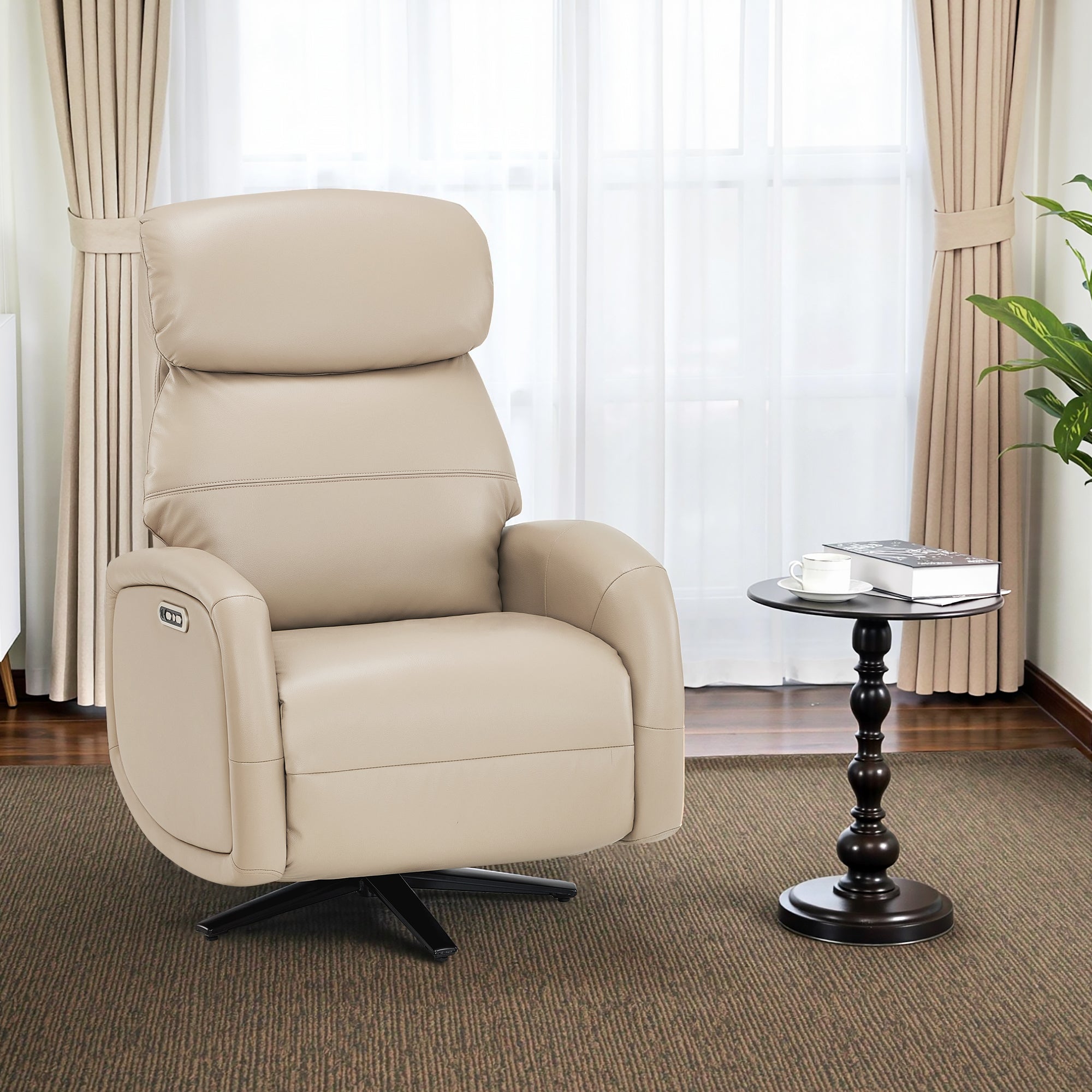 Dual Motor Power Recliner  Swivel Chair, Faux Leather 4610