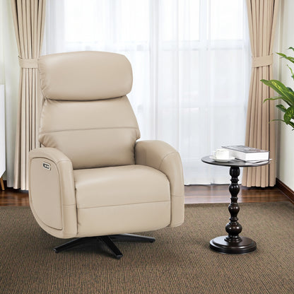 Dual Motor Power Recliner  Swivel Chair, Faux Leather 4610