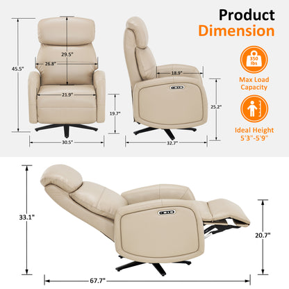 Dual Motor Power Recliner  Swivel Chair, Faux Leather 4610