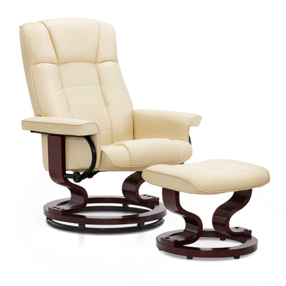 Swivel Recliner with Ottoman, Faux Leather 9019