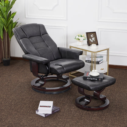 Swivel Recliner with Ottoman, Faux Leather 9019