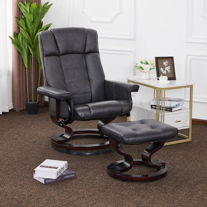 Swivel Recliner with Ottoman, Faux Leather 9019
