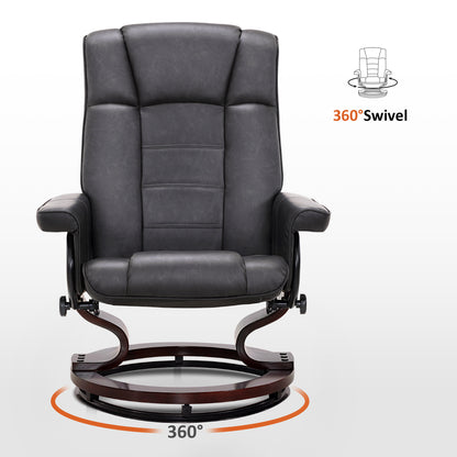 Swivel Recliner with Ottoman, Faux Leather 9019