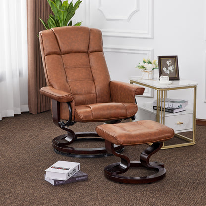 Swivel Recliner with Ottoman, Faux Leather 9019