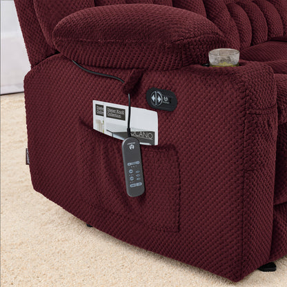 Power Reclining Loveseat with Heat and Massage, Fabric RS6314