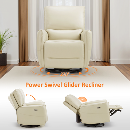 Power Swivel Rocker Recliner, Faux Leather 6922