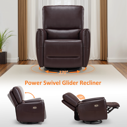 Power Swivel Rocker Recliner, Faux Leather 6922