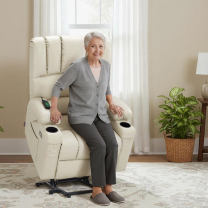 Power Lift Recliner Chair for Elderly, Massage and Heat, Faux Leather 7095|7099|R7092|R7096