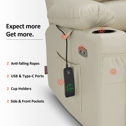 Power Lift Recliner Chair for Elderly, Massage and Heat, Faux Leather 7095|7099|R7092|R7096