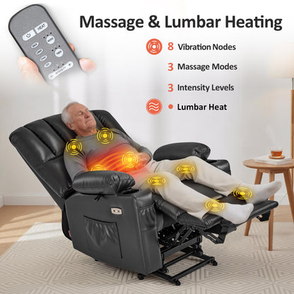 Power Lift Recliner Chair, Massage and Heat, Faux Leather 7095|7099|R7092|R7096