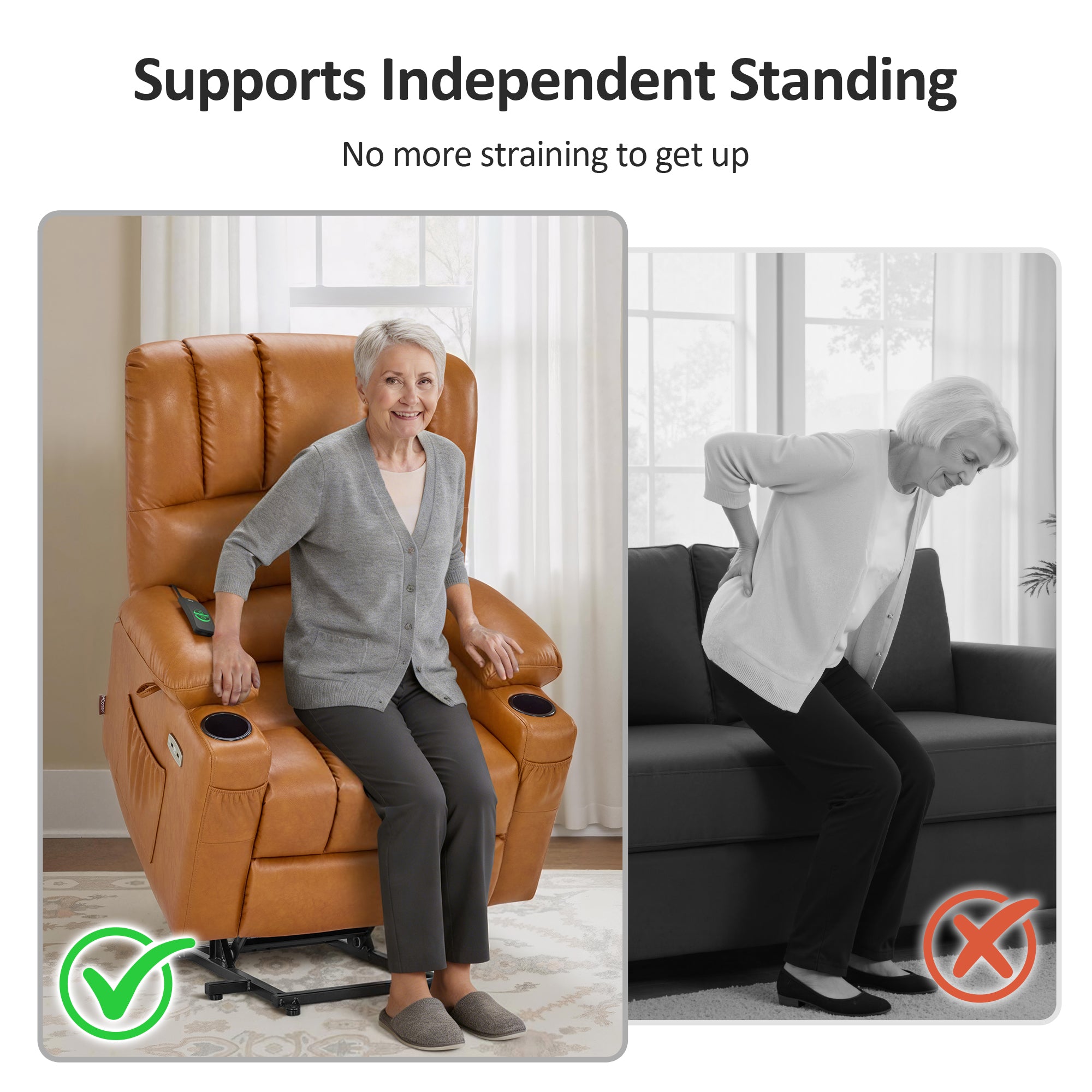 Power Lift Recliner Chair, Massage and Heat, Faux Leather 7095|7099|R7092|R7096