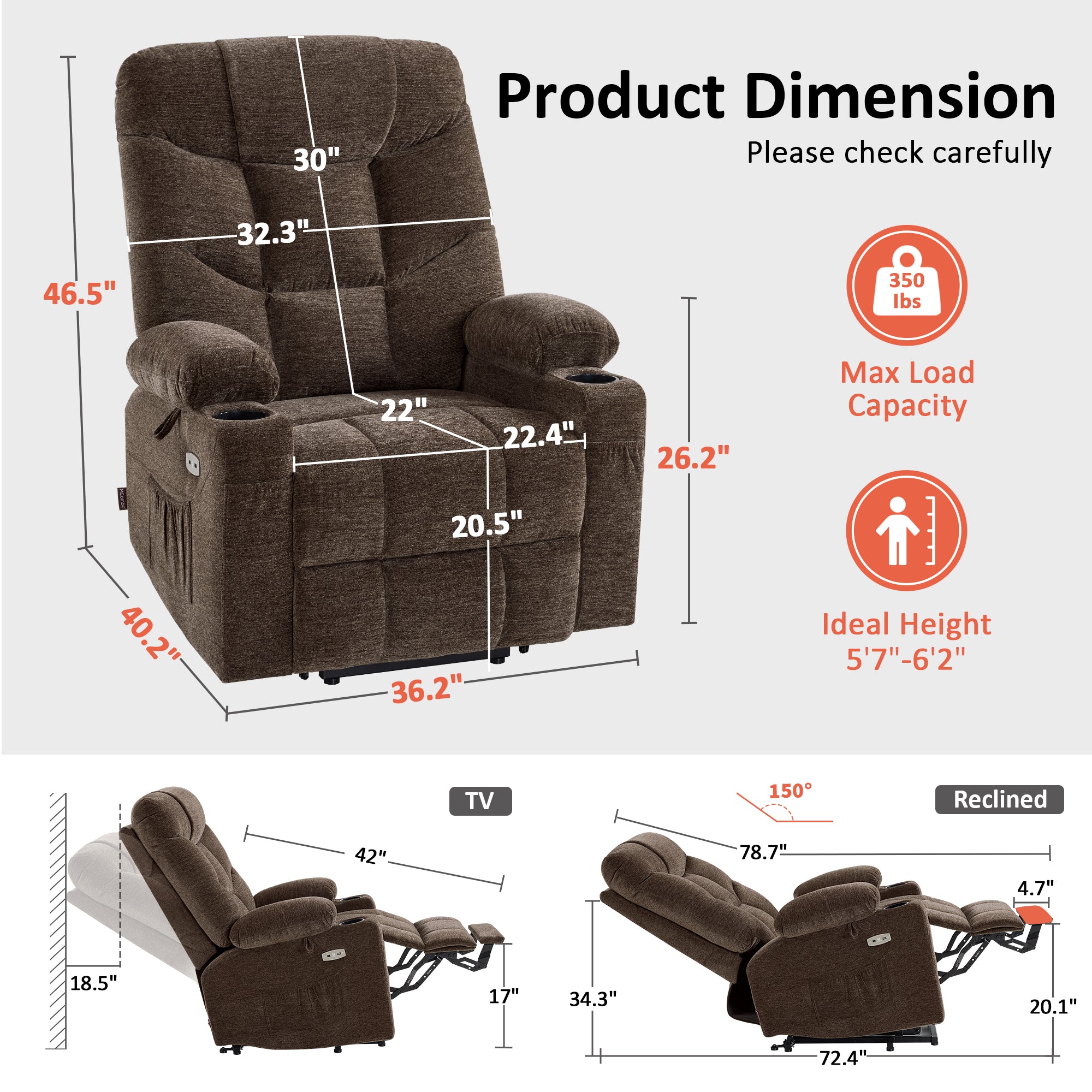 Power Lift Recliner Chair for Elderly, Fabric 7283|7281|7287|R7289|R7399