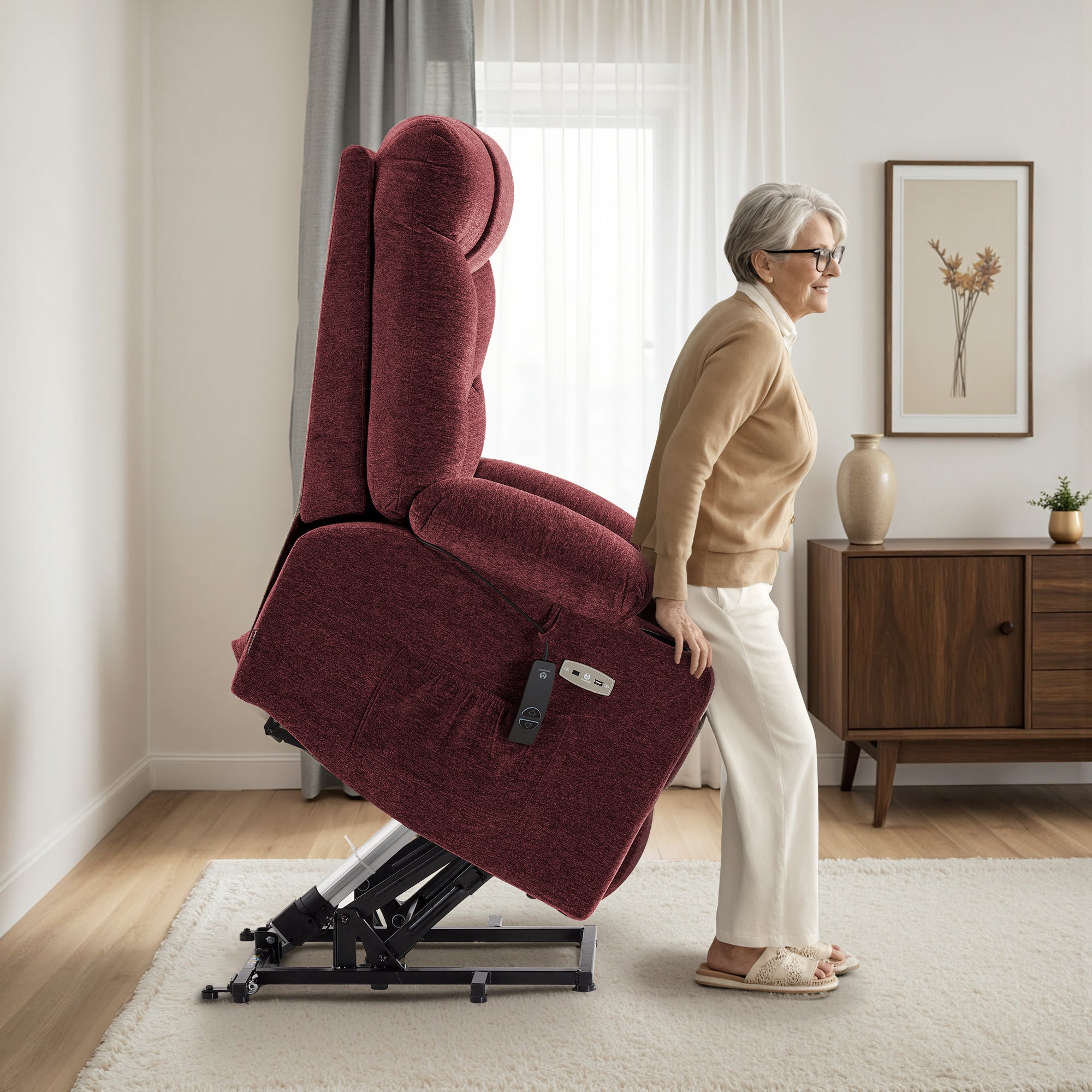 Power Lift Recliner Chair for Elderly, Fabric 7283|7287|R7289