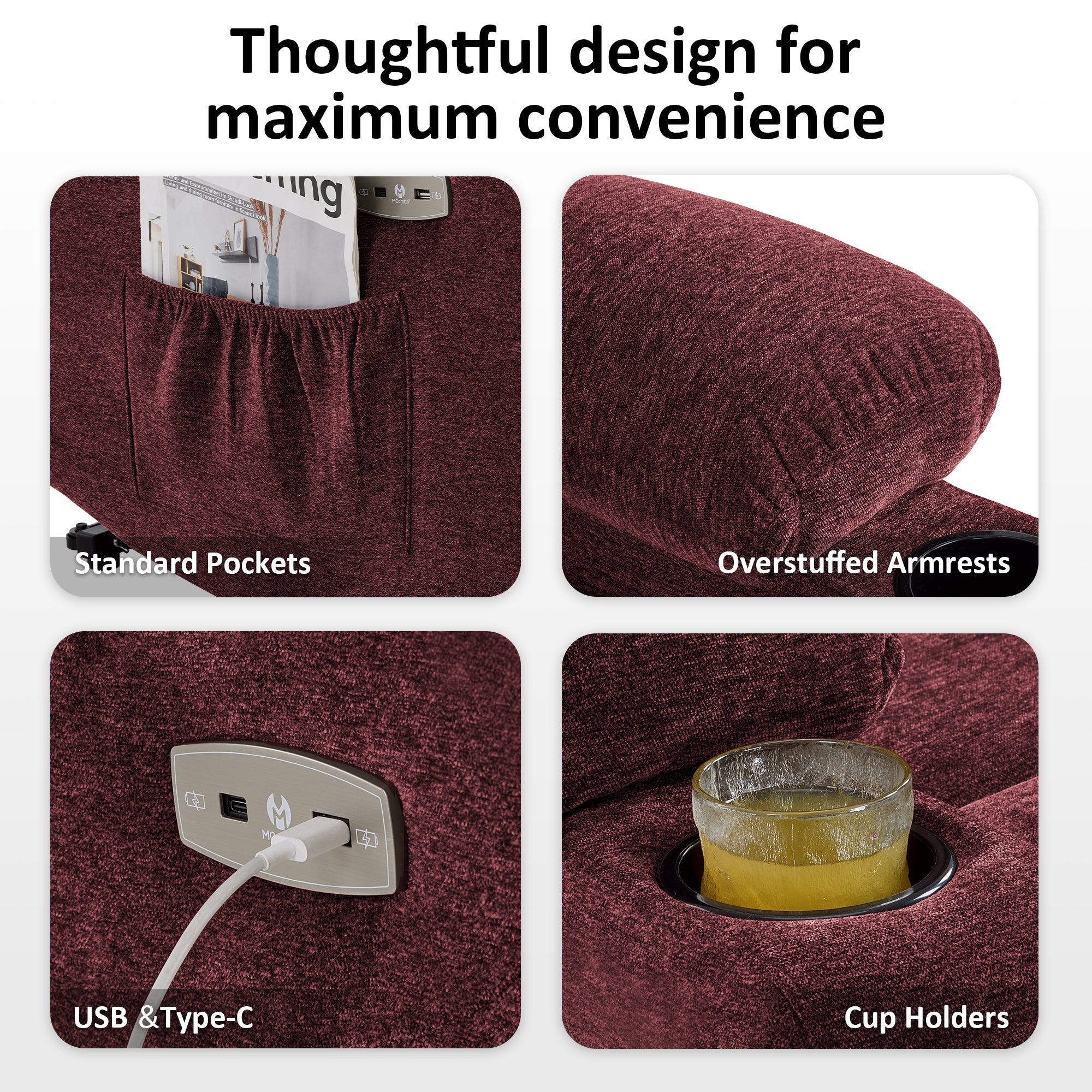 Power Lift Recliner Chair for Elderly, Fabric 7283|7287|R7289