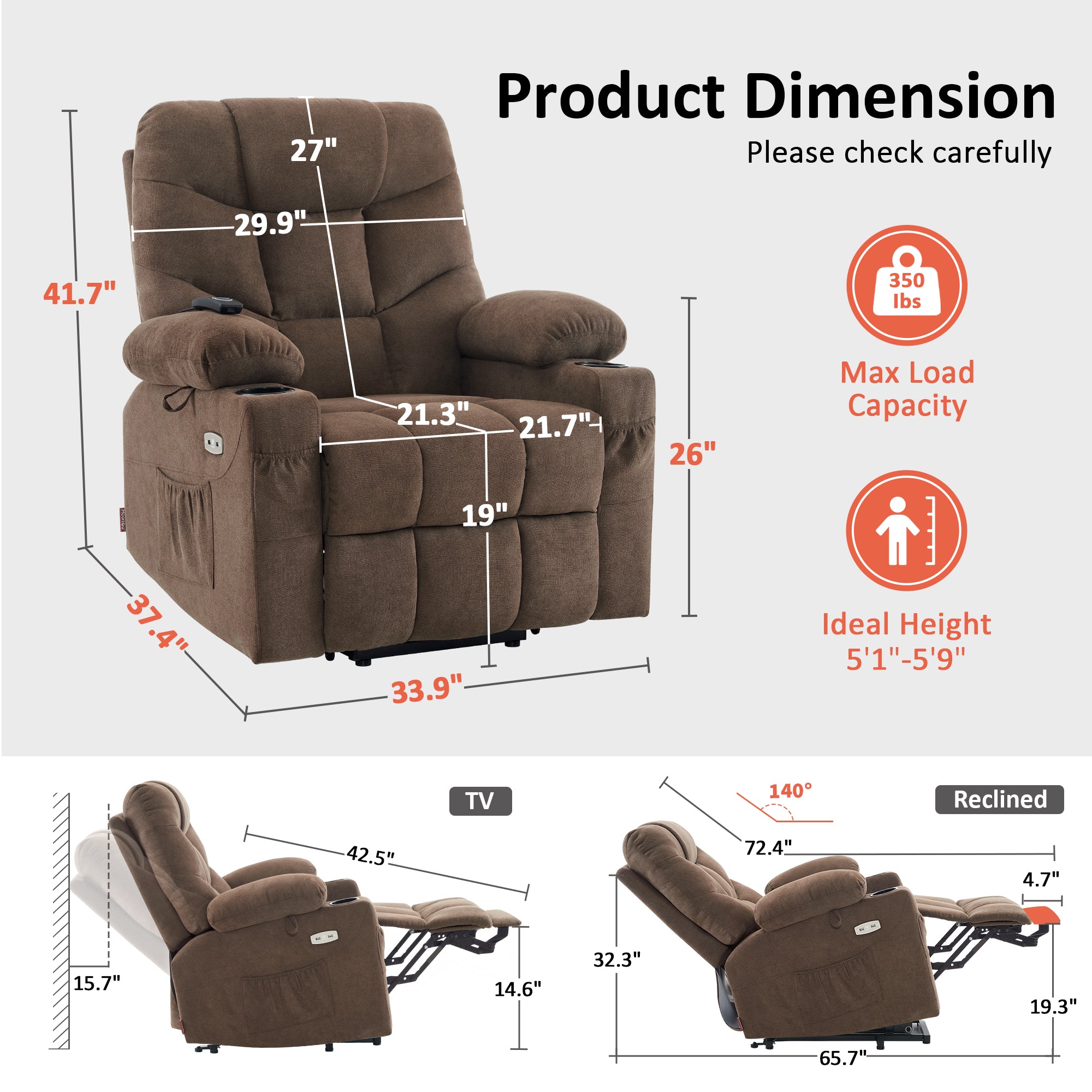 Power Lift Recliner Chair for Elderly, Fabric 7283|7281|7287|R7289|R7399