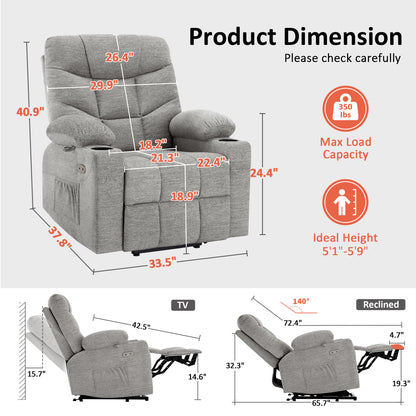 Power Lift Recliner Chair for Elderly, Fabric 7283|7287|R7289