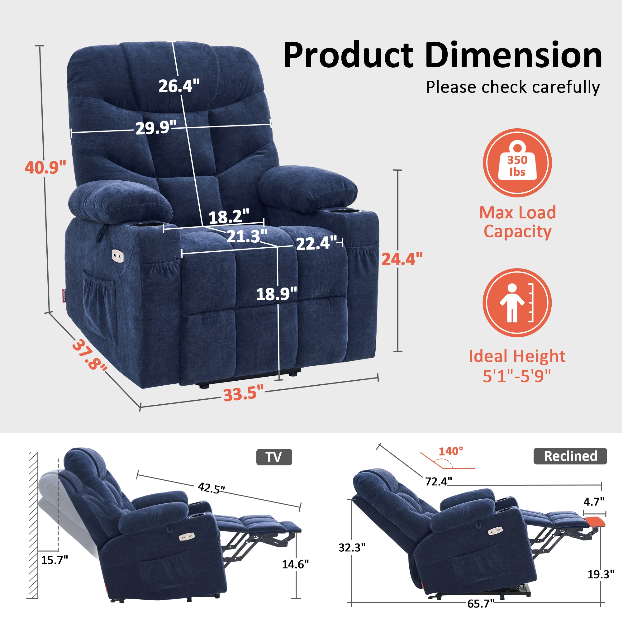 Power Lift Recliner Chair for Elderly, Fabric 7283|7287|R7289