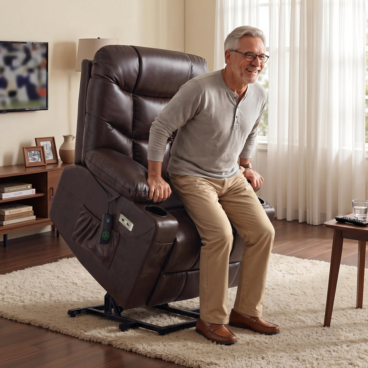 Power Lift Recliner Chair for Elderly, Faux Leather 7287|R7289|7283