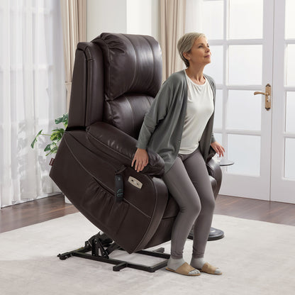 Power Lift Recliner Chair for Elderly, Massage and Heat, Faux Leather 7408|R7410