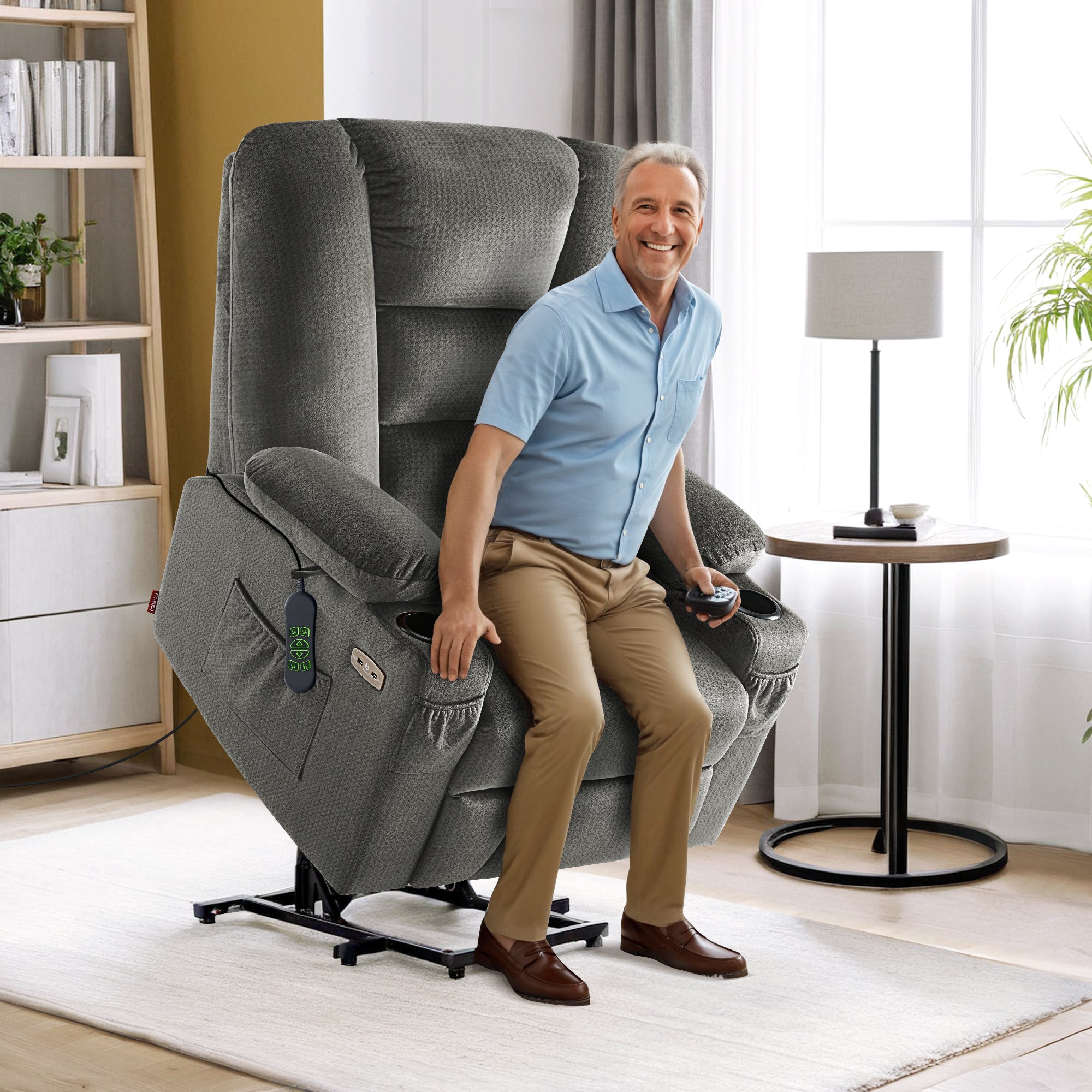 Power Lift Recliner Chair, Massage and Heat, Fabric 7549|R7541|R7561