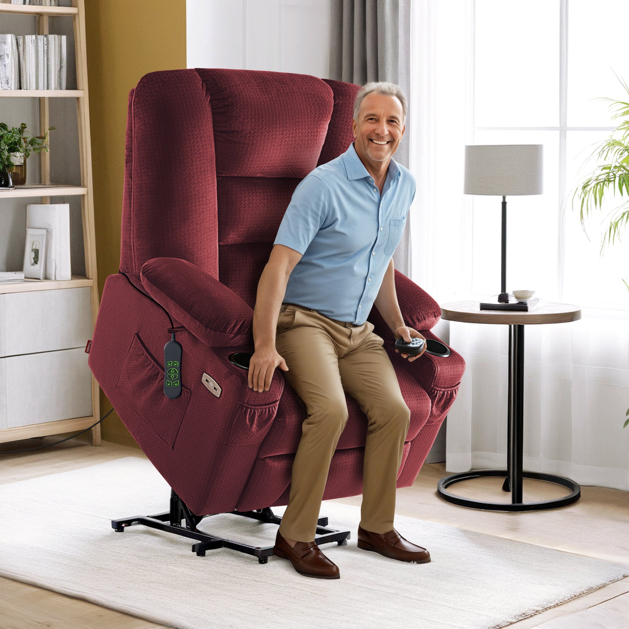 Power Lift Recliner Chair, Massage and Heat, Fabric 7549|R7541|R7561