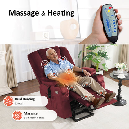 Power Lift Recliner Chair, Massage and Heat, Fabric 7549|R7541|R7561