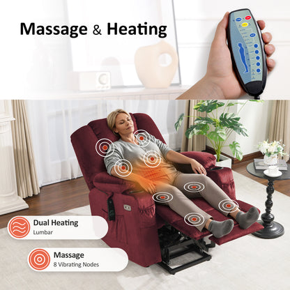 Power Lift Recliner Chair for Elderly, Massage and Heat, Fabric 7529|7549|7569|R7541|R7561