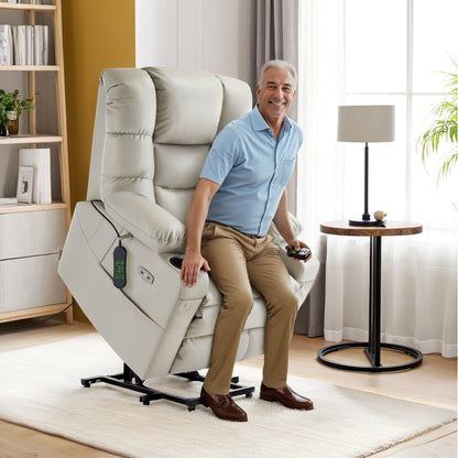 Power Lift Recliner Chair for Elderly,Triple Motor, Massage and Heat, Faux Leather 7632|7634|R7635