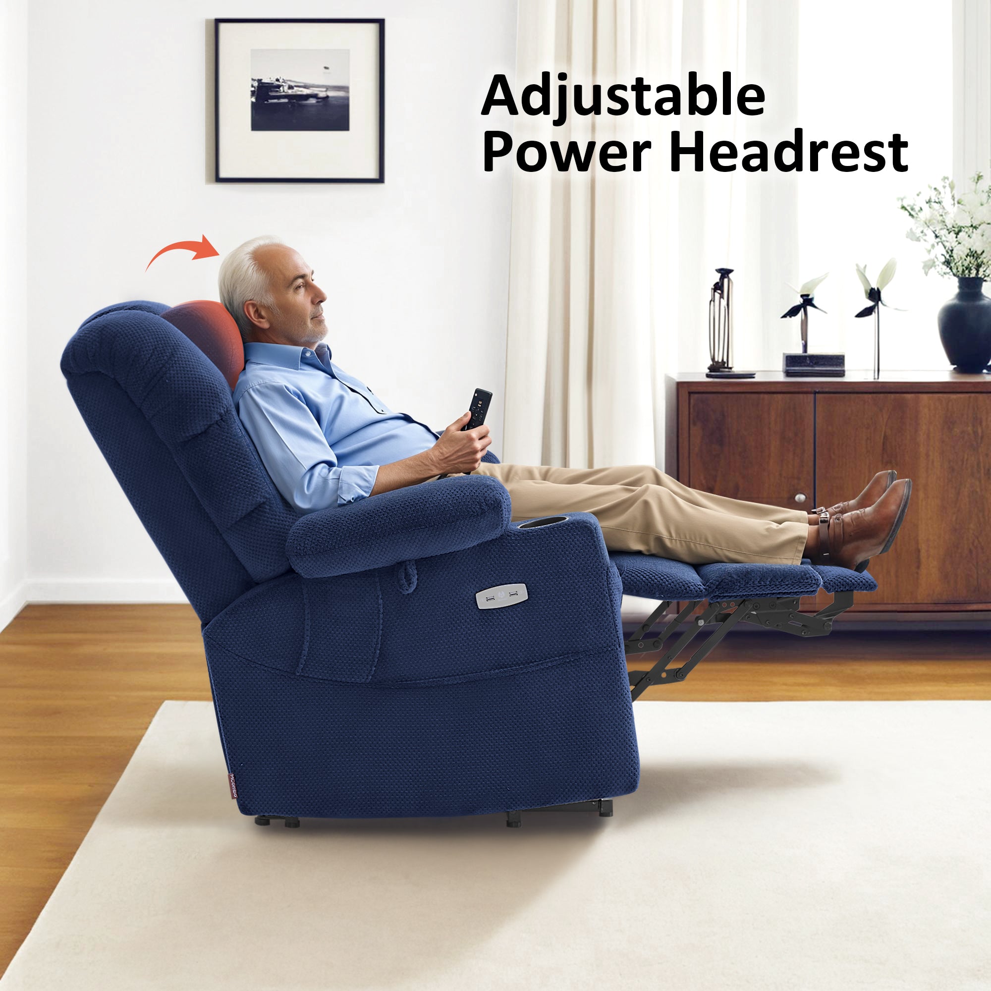 Power Lift Recliner Chair for Elderly, Triple Motor, Massage and Heat, Fabric 7634|7631|7632|R7635