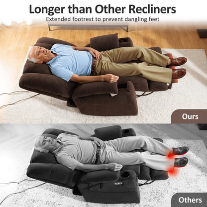 Power Lift Recliner Chair for Elderly, Dual Motor, Massage and Heat, Fabric 7634|7631|R7635