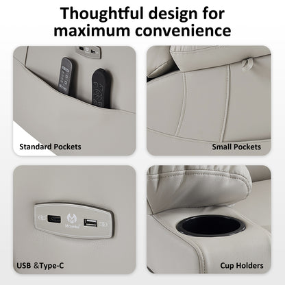 Power Lift Recliner Chair for Elderly, Dual Motor, Massage and Heat, Faux Leather 7634|R7635
