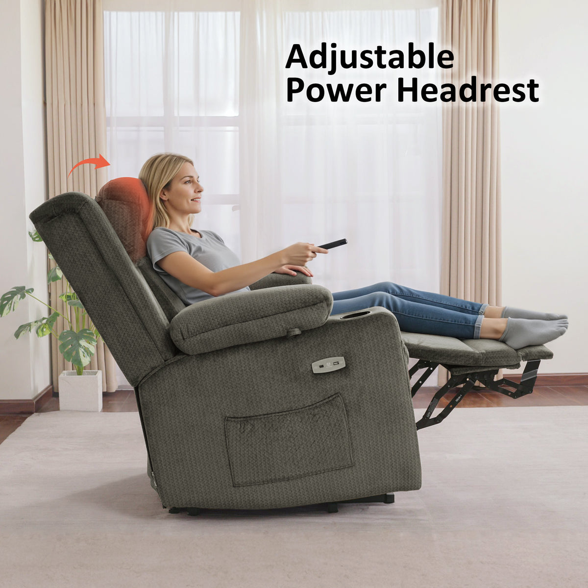 Triple Motor Power Lift Recliner Chair, Massage and Heat, Fabric 7661|7662|7664