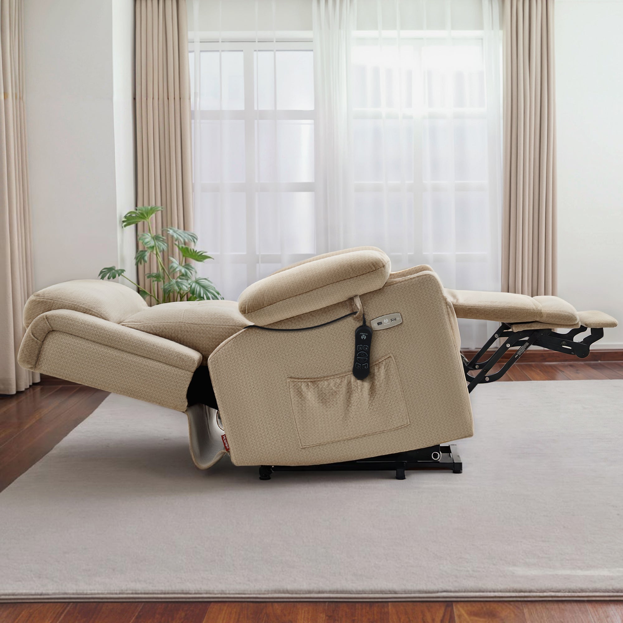 Power Lift Recliner Chair, Triple Motor, Massage and Heat, Fabric