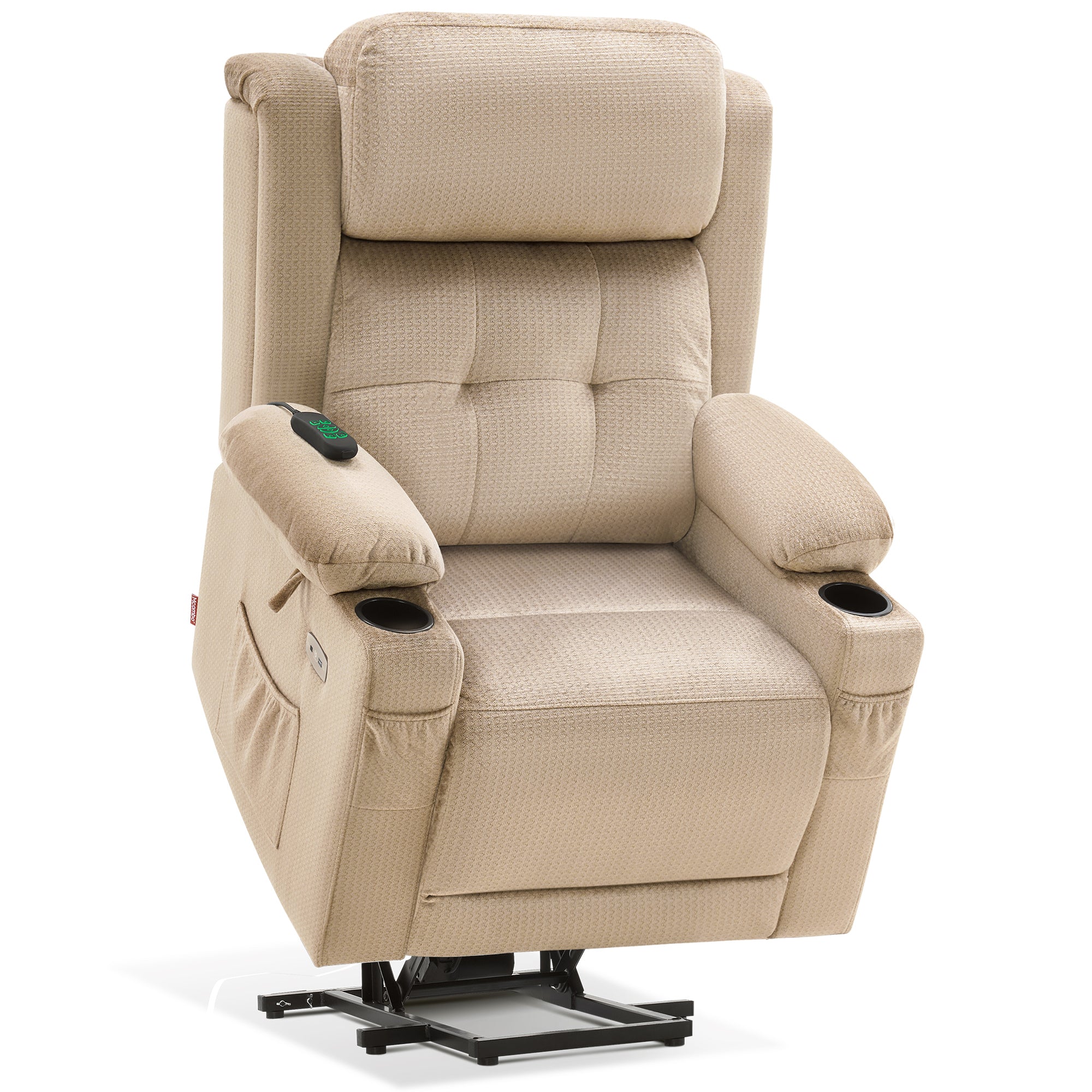Power Lift Recliner Chair, Triple Motor, Massage and Heat, Fabric