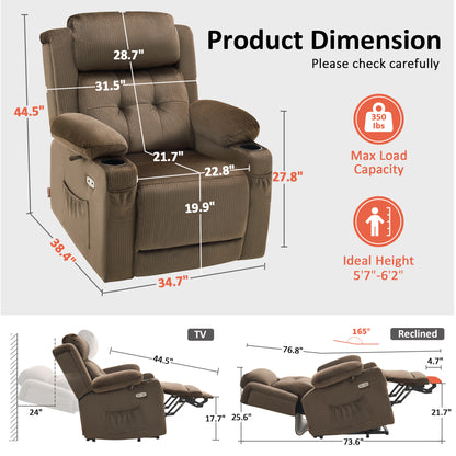 Power Lift Recliner Chair, Triple Motor, Massage and Heat, Fabric 7661|7662|7664