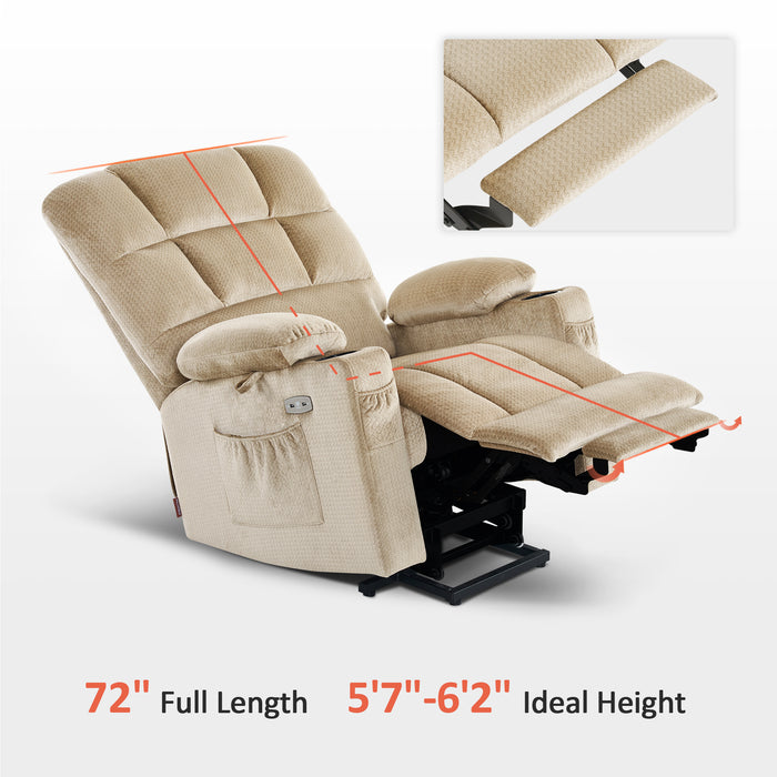 MCombo Dual Motor Power Lift Recliner Chair with Massage and Heat for Elderly People, Infinite Position, Home Button, Fabric 7680/7679