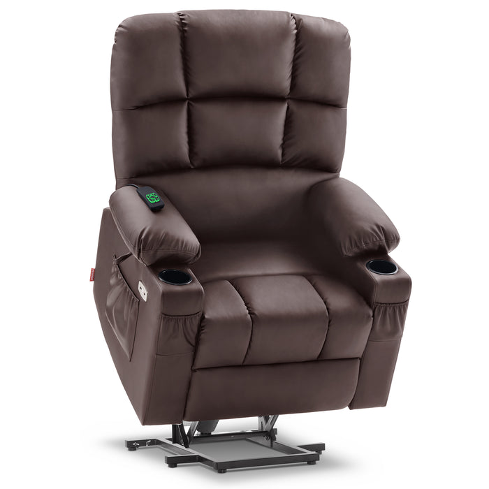 MCombo Dual Motor Large Power Lift Recliner Chair with Massage and Heat for Elderly Big and Tall People, Infinite Position, Extended Footrest, Faux Leather 7680