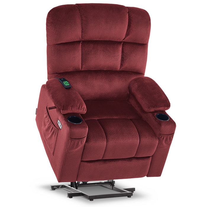 MCombo Dual Motor Power Lift Recliner Chair with Massage and Heat for Elderly People, Infinite Position, Home Button, Fabric 7680/7679