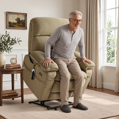 4-Motors Power Lift Recliner, Power Lumbar & Headrest, Massage & Dual Heating, Fabric 7700